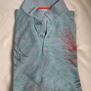 Men’s Floral Patterned Polo Short Sleeve Shirt Size Small Medium